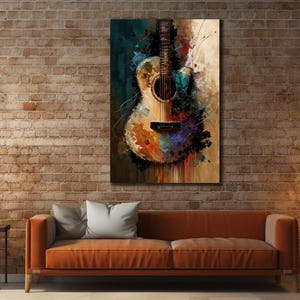Guitar Wall Art, Color Guitar Canvas Print, Music Room Decor, Rock And Roll Guitar Wall Decor, Guitar Street Pop Art, Music Wall Decor