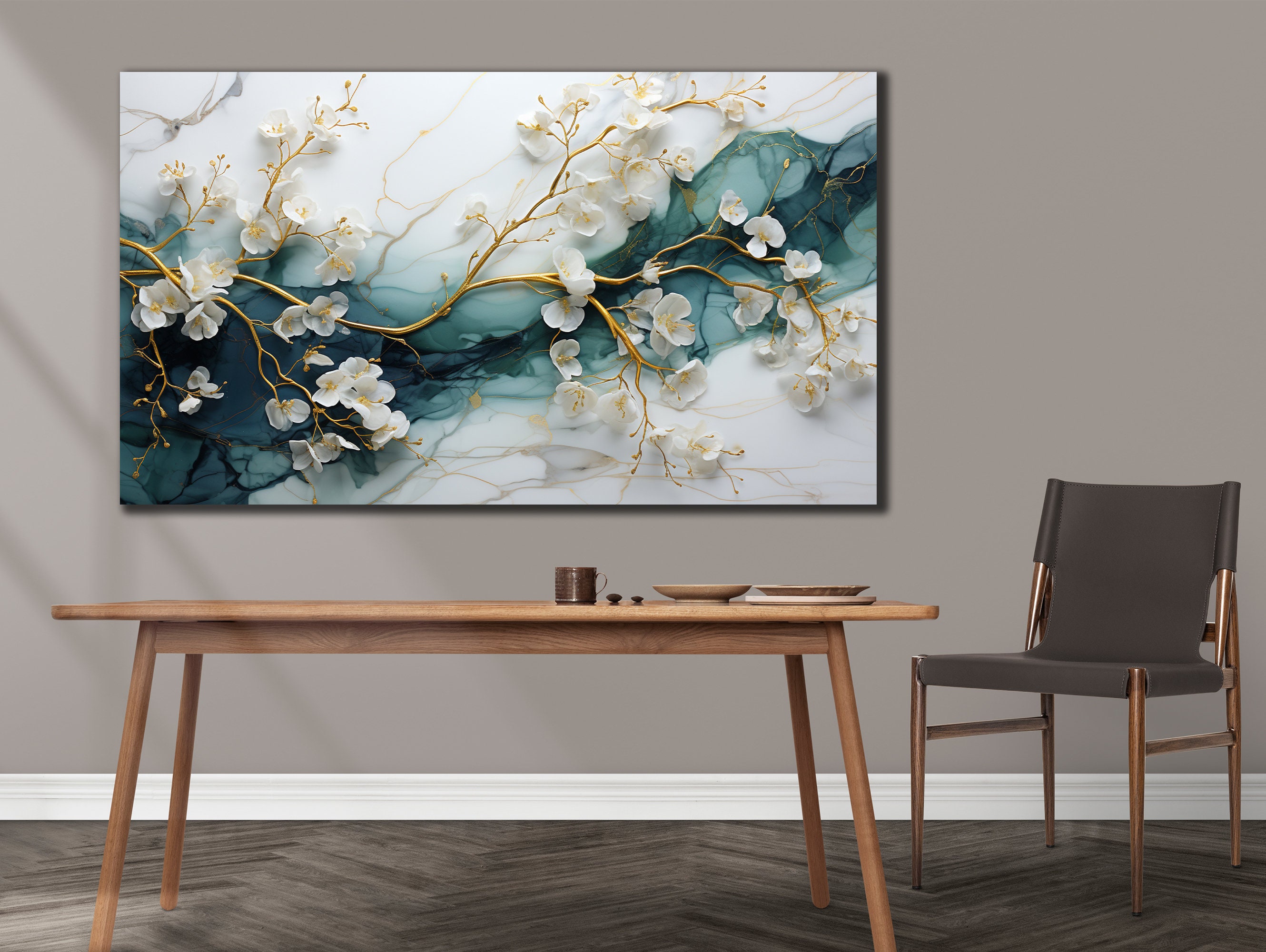 White Flower Wall Art, Flower Wall Decor, Home & Office Decoration