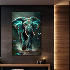 Arte em tela de elefante, decoração de parede de animais, pintura de vida selvagem, pôster de elefante nativo, impressão em tela, decoração de parede para casa, arte de impressão de elefante