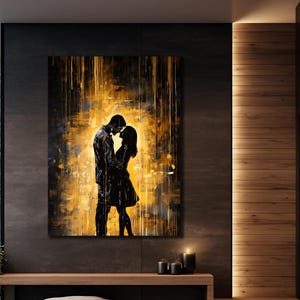 Küssendes Paar Wandkunst, Abstrakte Liebhaber Wanddekoration, Büro Dekor, Paar Leinwand Druck Kunst, Romantische Kunst Schlafzimmer, Sinnliche Kunst für Schlafzimmer