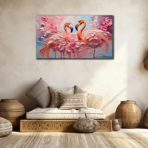 Flamingo Canvas Print, Pink Flamingo Wall Art, Unique Gift for Bird Lovers, Home Decor, Animal Paintings, Living Room Art, Animal Wall Decor