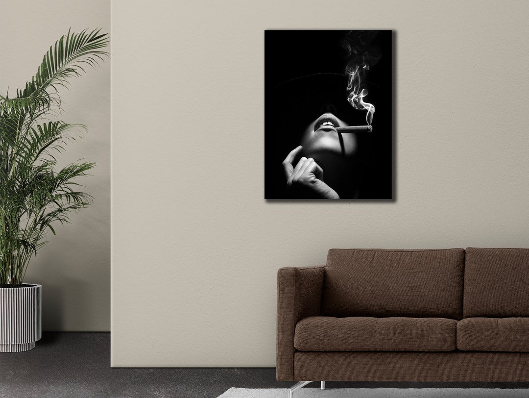 Woman Smoking Wall Art, Sexy Woman Prints Art, Girl Printing, Gift Wall