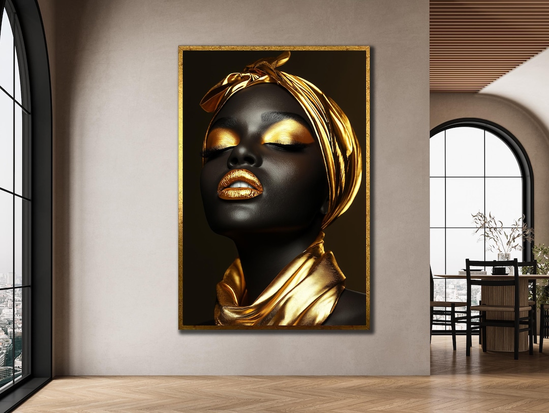Black and Gold Woman Framed Canvas Art: African Wall Decor - Etsy