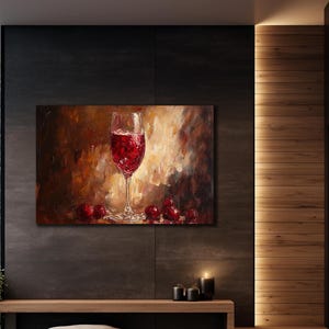 Elegant Wine Canvas wall art, Red Wine Glasses Canvas Print, Restaurant Wall Decor, Wine Painting On Canvas, Wine Painting, Wine Lovers Art