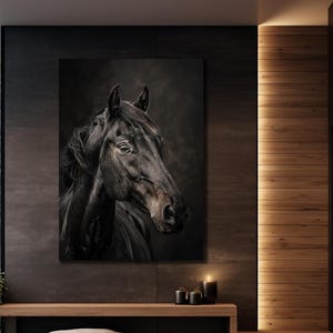 Black Horse Canvas Print, Large Running Horse, Animal Art Canvas, Modern Horse Art Print, Home Decoration,Living Room Art, Animal Wall Decor