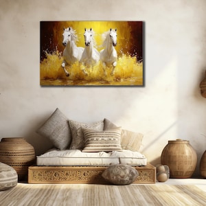 White Horse Canvas,Large Horse Wall Decor, Animal Art Print, Horse Art Print, Animal Canvas Art, Home Decoration, Living Room Art Wall Decor