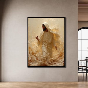 Jesus Walking Framed Wall Decor, Jesus Canvas Print, Jesus Canvas Art,Religious Art, Christian Wall Decor,for Bedroom or Living Room