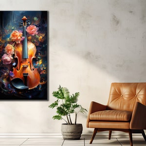 Violin Canvas Wall Art, Color Violin Wall Decor, Music Canvas Print ...