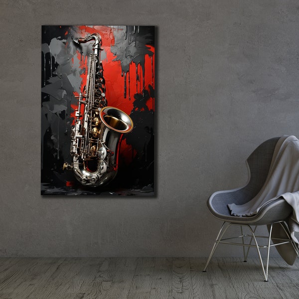 Saxophone Wall Art, Instrument Canvas Art, Music Wall Art, Jazz Music Wall Decor, Musical Instruments Poster, Musician Printing Art