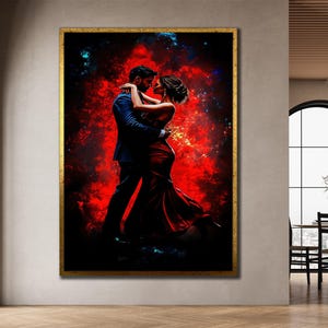 Romantic Couple Wall Art, Framed Lover Wall Decor, Lover Couple Decor, Couple Canvas Print Art, Romantic Art, Sensual Art for Bedroom