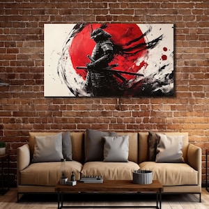 Samurai Wall Art, Samurai Painting On Canvas, Samurai Katana Canvas Art, Modern Gift Decoration, Ethnic Print On Canvas, Japanese Poster