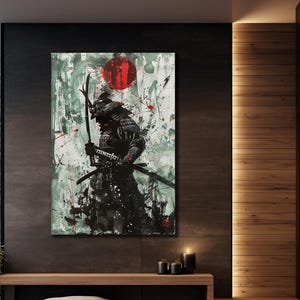 Samurai Wall Art, Samurai Painting On Canvas, Samurai Katana Canvas Art, Modern Gift Decoration, Ethnic Print On Canvas, Japanese Poster