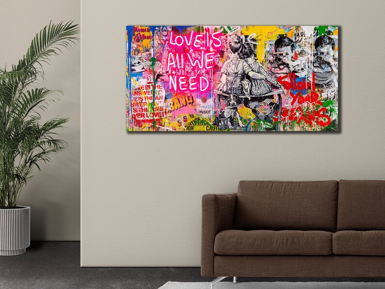 Love is All We Need Wall Art Banksy Poster Print Art Modern Etsy
