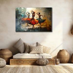 Dancing Indian Woman Canvas Print, Dancer Wall Art, Woman Dancer Wall Decor, Home Gift Canvas, Rajasthan Lady Painting, Ethnic Poster