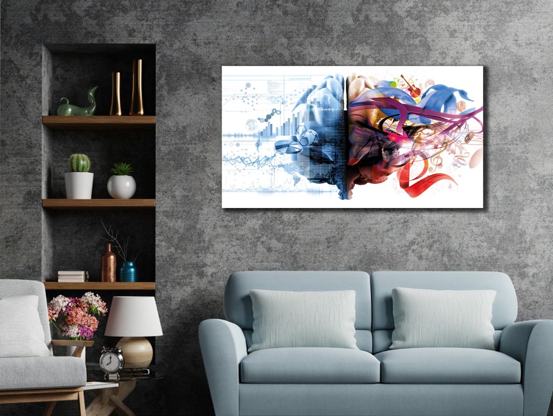 Brain Anatomy Colorful Wall Art, Right Left Brain Canvas Print ...