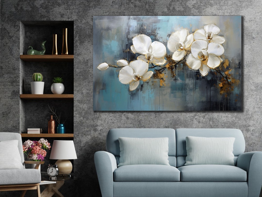 White Flower Wall Art, Flower Wall Decor, Home & Office Decoration