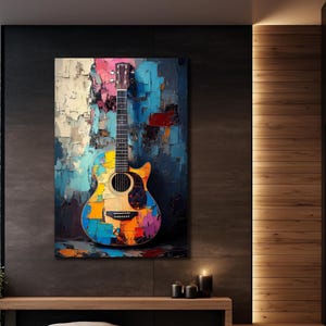 Guitar Wall Art, Color Guitar Canvas Print, Music Room Decor, Rock And Roll Guitar Wall Decor, Guitar Street Pop Art, Music Wall Decor