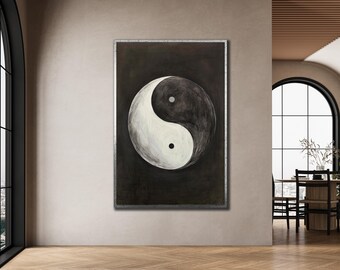 Yin Yang Framed Canvas Print, Japanese Wall Decor