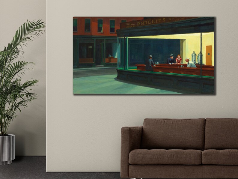 Edward Hopper 'Nighthawks' Canvas Wall Art Print - Famous Painting Reproduction