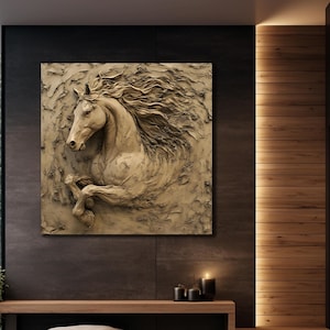 3D Horse Stone Canvas Horse Wall Decor, Animal Art Print, Horse Art Print, Animal Canvas Art, Home Decor, Living Room Art, Animal Wall Decor