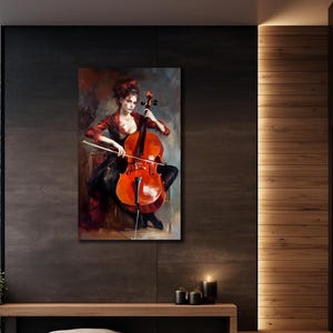 Woman with Violin Canvas Art, Abstract Violinist Canvas Painting, Musician Girl Canvas Wall Art, Wall Hanging Canvas, Music Wall Art, Poster