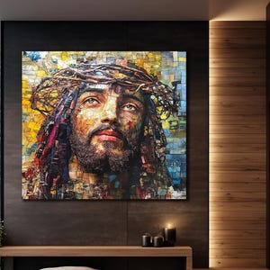 Jezus canvasafdruk, Jezus muur decor, Jezus graffiti canvaskunst, religieuze kunst, christelijke muur decor, kunst aan de muur voor slaapkamer of woonkamer