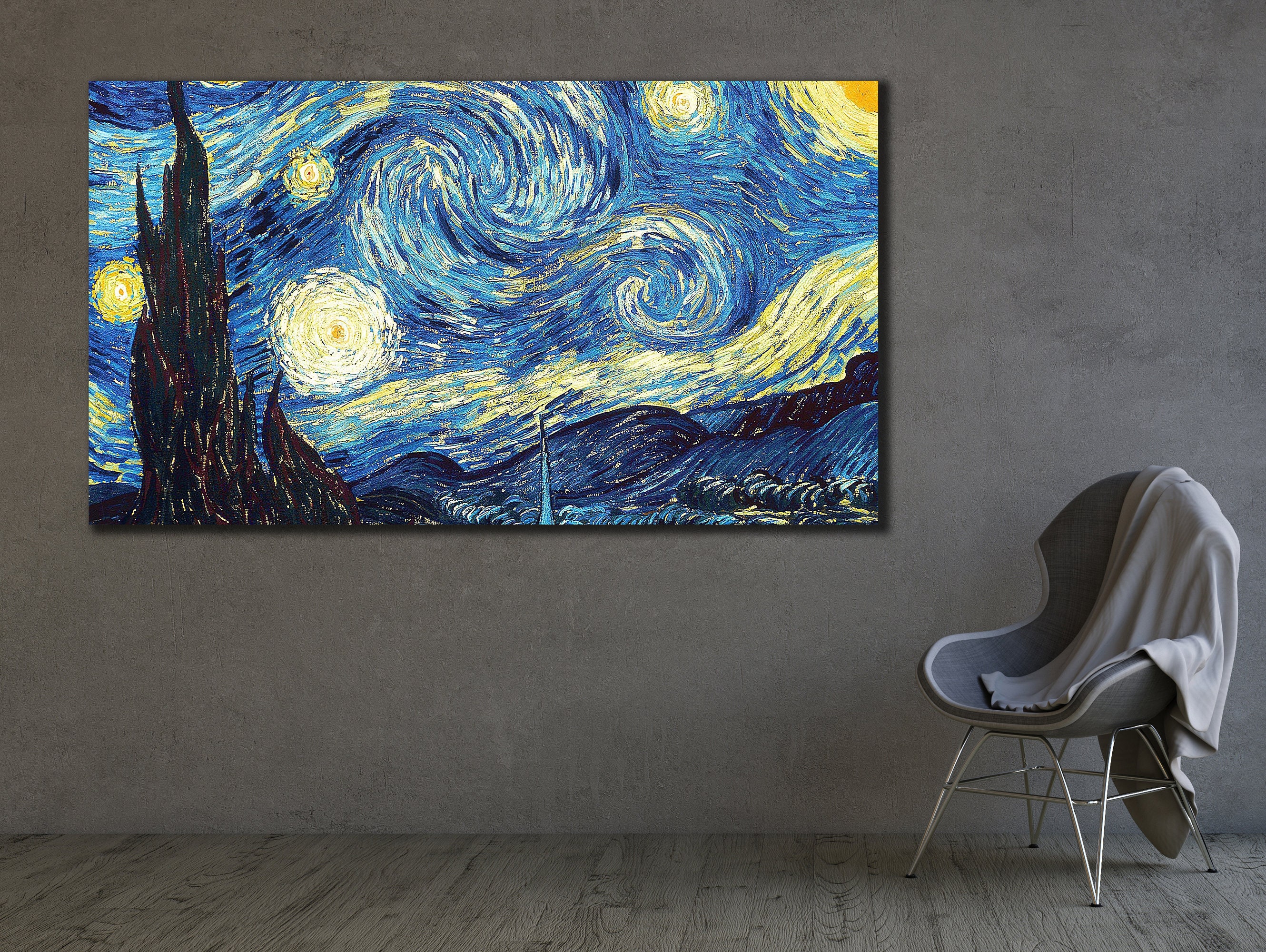 Starry Night by Vincent Van Gogh Canvas Art, Van Gogh Wall Art, Modern