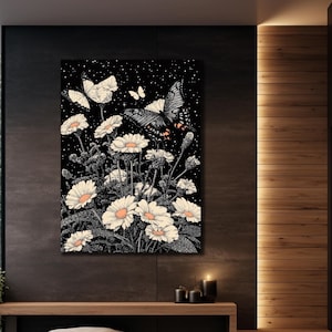 Wildflower Canvas Wall Art, Colourful Flower Canvas Print, Boho Home Wall Decor, Canvas Gift, Ready To Hang,Wildflower Painting Panoramic
