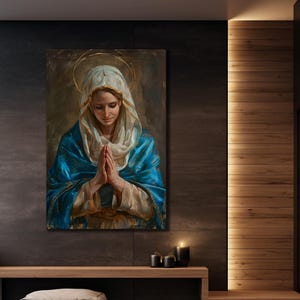 Holy Mary Canvas Print, Our Lady of Guadalupe Wall Art, Religious Painting Canvas,Over Bed Decor,Catholic Art, Virgin Mary Portrait Poster