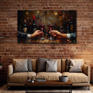 Wine Canvas wall art, Red Wine Glasses Canvas Print, Restaurant Wall Decor, Wine Painting On Canvas, Wine Glass Painting, Wine Lovers Art
