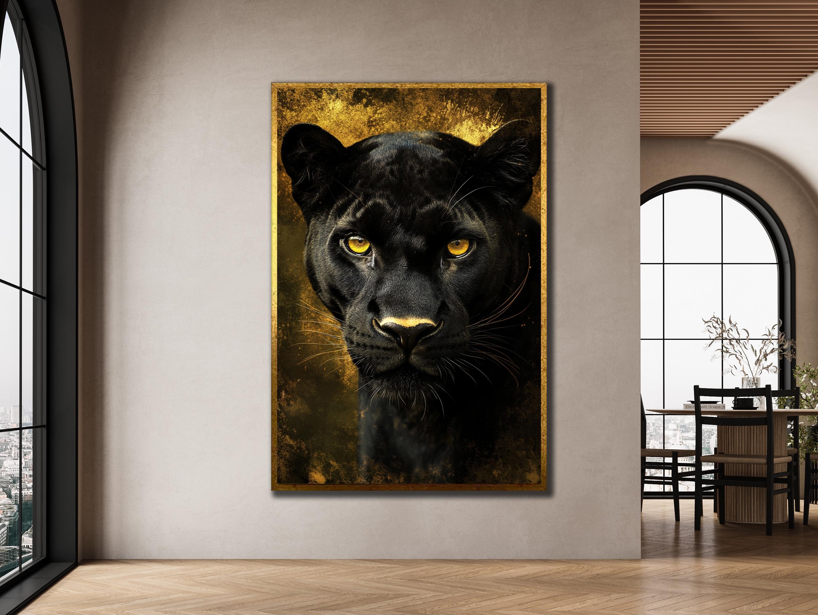 黒豹のキャンバスプリント：額入り動物ホームアート - Etsy 日本