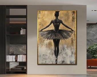 Black Ballerina Canvas Print: Dancer Wall Art, Luxury Home Wall Decor