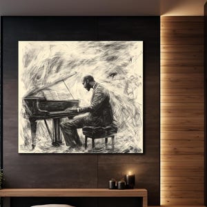 Pianist Print Wall Art, Musicians Painting on Canvas, Musician Canvas Art, Vintage Music Canvas, Home Gift,Modern Bar Painting, Pianist Gift