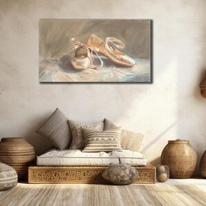 Ballet Shoes Canvas Print, Ballerina Wall Art, Minimalist Ballerina Painting, Ballerina Shoes Canvas Print, Ballet Dancer Wall Decor,