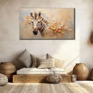 Zebra Wall Art, Abstract Zebra Poster, Zebra Artwork, Animal Wall Art, Home Decor Gift Poster, Zebra Portrait on Canvas, Wildlife Artwork