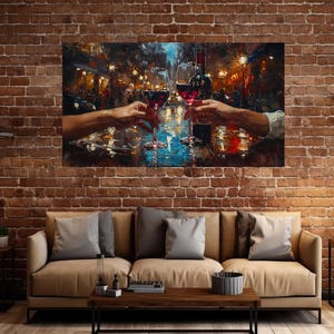 Wine Canvas wall art, Red Wine Glasses Canvas Print, Restaurant Wall Decor, Wine Painting On Canvas, Wine Glass Painting, Wine Lovers Art