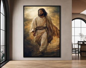 Framed Jesus Christ Canvas Art: Religious Christian Wall Decor