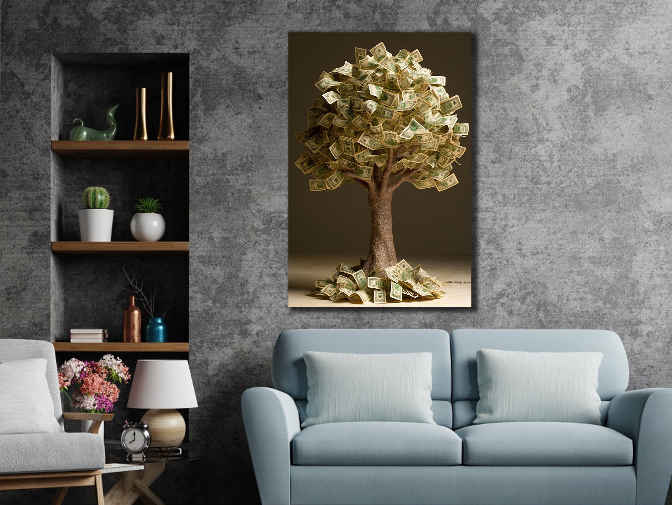 Money Tree Wall Art, Money Tree Canvas, Money Tree Print Gift, Money