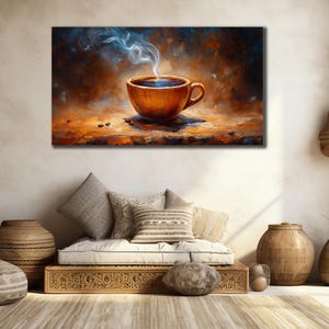 Coffee Shop Wall Art, Coffee Art Print, Colorful Coffee Canvas Art, Graffiti Wall Decor for Restaurants, Abstract Cup of Coffee Painting