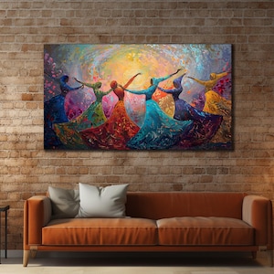 Dancing Indian Woman Canvas Print, Dancer Wall Art, Woman Dancer Wall Decor, Home Gift Canvas, Rajasthan Lady Painting, Ethnic Poster