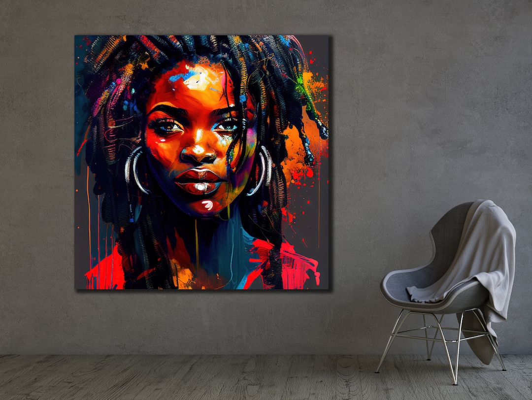 African Woman Wall Art, Beautiful African Woman Painting, African Woman