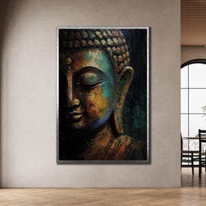 Impression sur toile Bouddha, peinture sur toile Bouddha, art mural sur toile encadré, art mural centre de yoga, impression sur toile prête à accrocher, décoration d&#39;intérieur