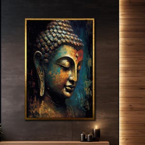 Impression sur toile Bouddha, peinture sur toile Bouddha, art mural sur toile encadré, art mural centre de yoga, impression sur toile prête à accrocher, décoration d&#39;intérieur