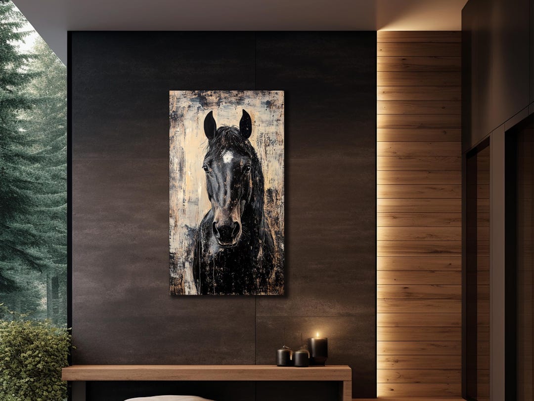 Black Horse Canvas Print: Modern Animal Wall Art - Etsy