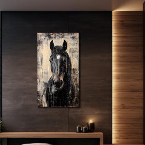 Black Horse Canvas Print, Large Running Horse, Animal Art Canvas, Modern Horse Art Print, Home Decoration,Living Room Art, Animal Wall Decor