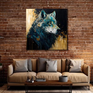 Colorful Wolf Canvas, Wolf Canvas Print, Wolf Wall Decor, Extra Large Wall Art, Farmhouse Large, Forest Wolf canvas, Animal Canvas Print Art