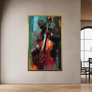 Instrument Canvas, Guitar Wall Art, African Man Playing Guitar Canvas, Music Wall Art, Jazz Music Decor, Musical Instruments Poster