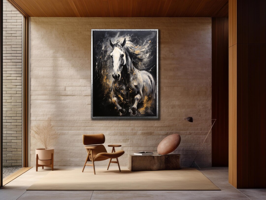 Black Running Horses Canvas Art: Abstract Animal Print, Horse Wall Art ...