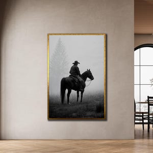 Cowboy Riding Horse Canvas Art, West Cowboy Art,Rustic Home Decor, West Cowboy Art, Horse Lover Gift, Wild West Cowboy Art, Farmhouse Decor