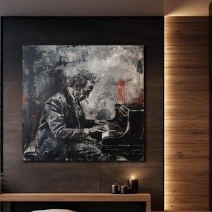 Pianist Print Wall Art, Musicians Painting on Canvas, Musician Canvas Art, Vintage Music Canvas, Home Gift,Modern Bar Painting, Pianist Gift